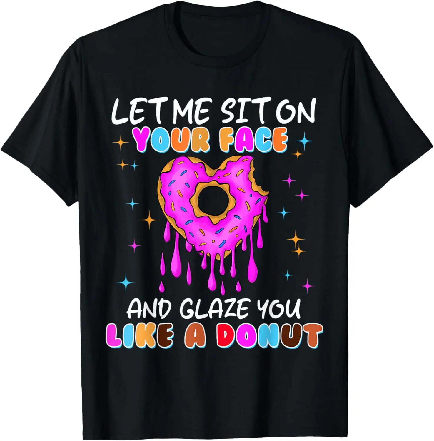 Women's Vintage Cotton T-Shirt - Funny Donut Print, Short Sleeve, Round Neck, Playful Look, All-Seasons Everyday Wear (S, Large)