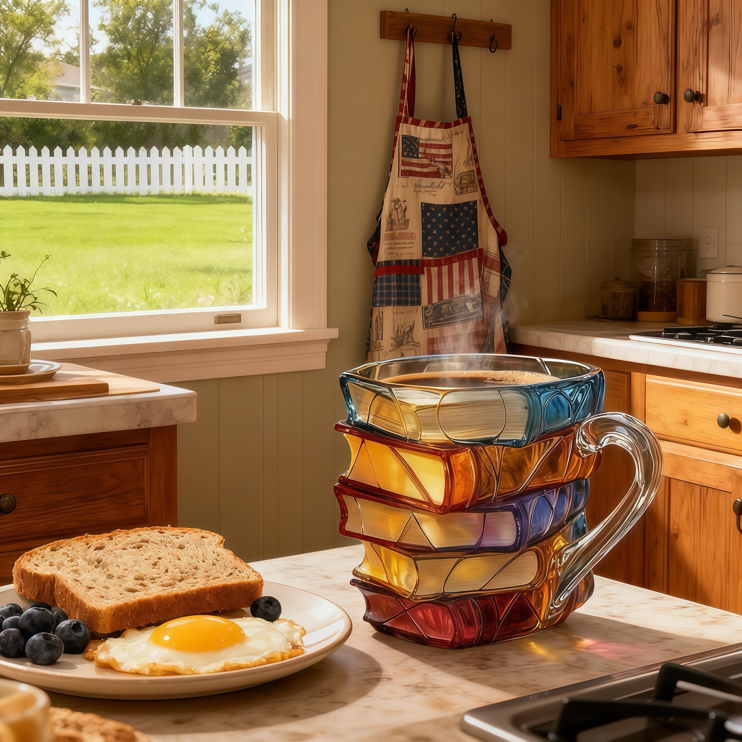 3D Painted Book Cup Colorful Stacking Glass Coffee Mug Durable Ceramic Tumbler Gift Box Set for Home Decor Book Lovers Halloween Christmas Reusable Washable All-Angle Control Drinkware cute