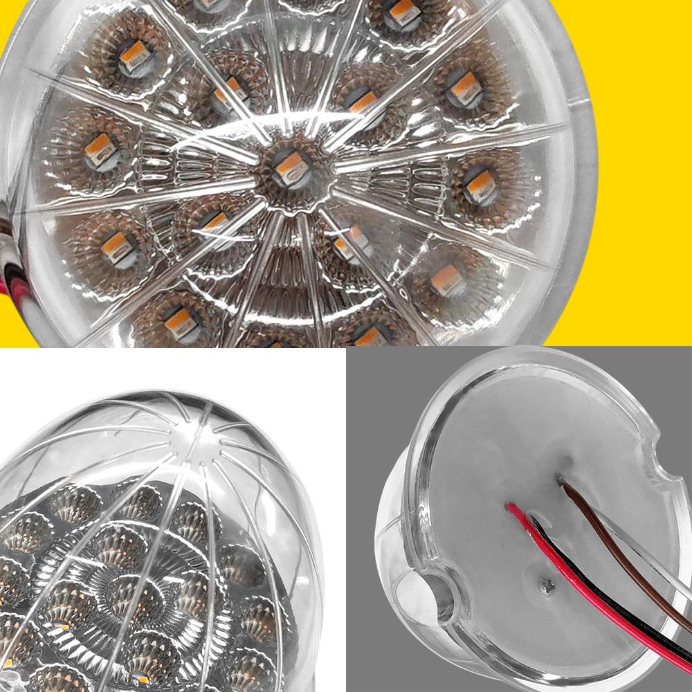 AUXITO 2Pcs Amber Blue Watermelon LED Lights w/ Chrome Ring Side Marker Clearance Lamps AUXITO 2Pcs Amber Blue Watermelon LED Lights w/ Chrome Ring Side Marker Clearance Lamps