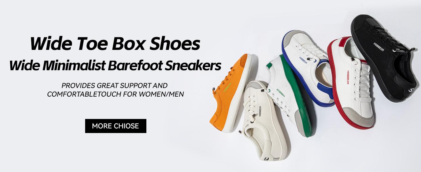 HOBIBEAR Wide Toe Men's Shoes Canvas Barefoot Sneakers Slip-On Casual Daily Walking Shoes