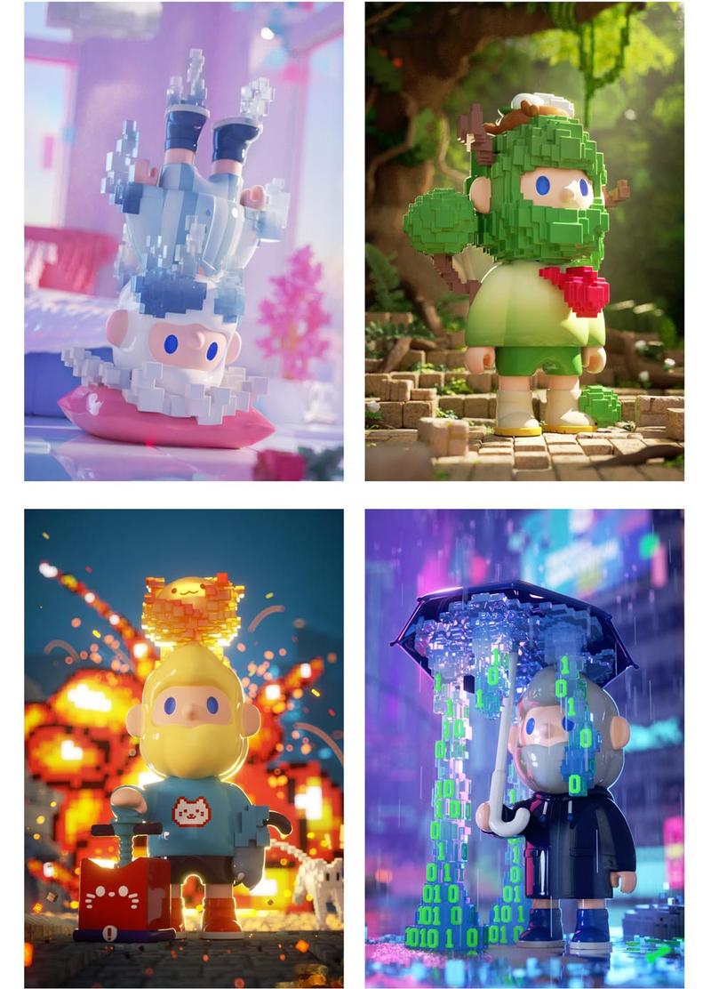 [FINDING UNICORN] FARMER BOB Pixel Universe Blind Box Cute Figures Desktop Ornament Collectible Toys Birthday Gifts HEVACHDBX6