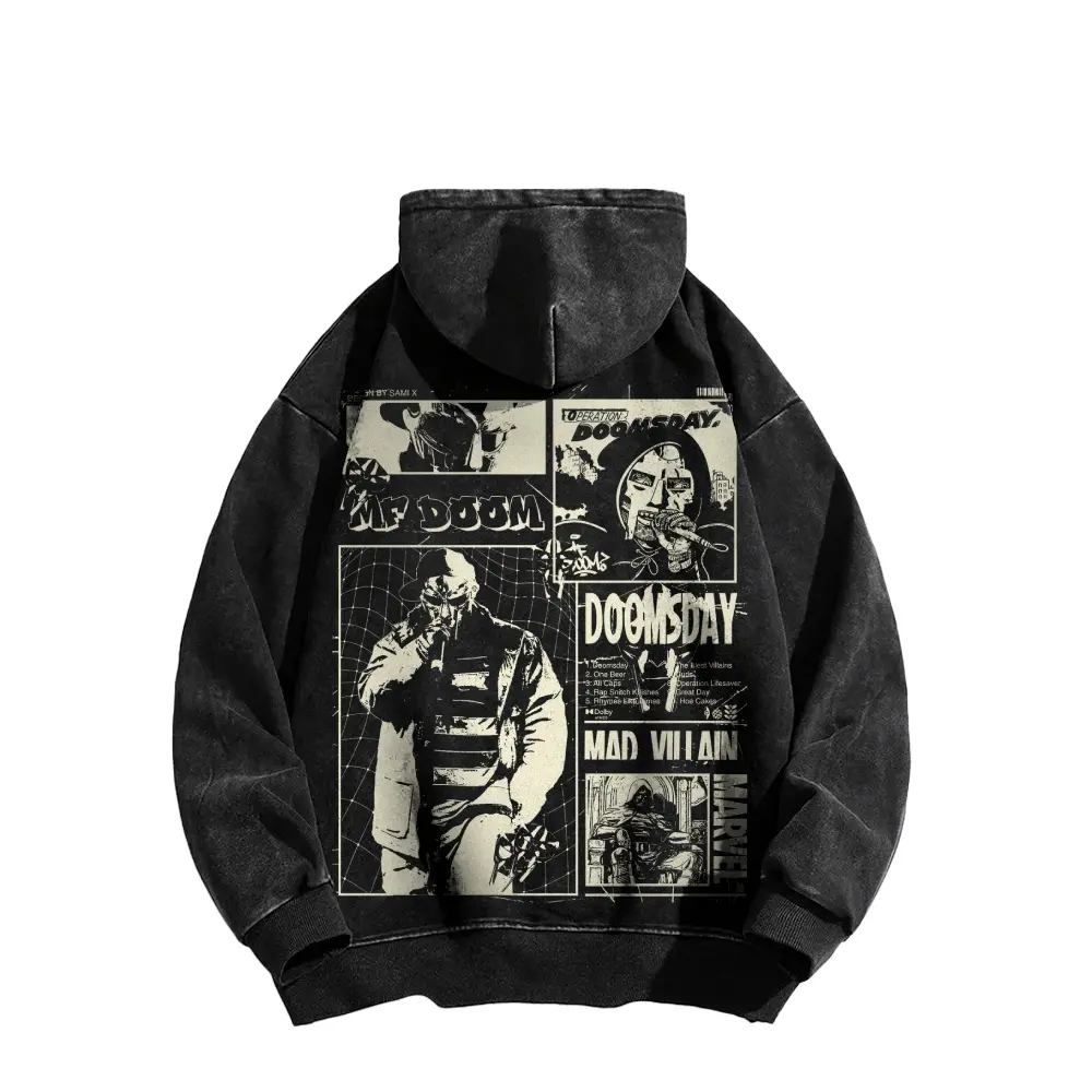 Acid Wash Hoodie, 90s hip-hop street style hoodie,suitable for rappers and retro music lovers, streetwear fashion