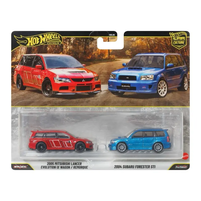 Hot Wheels 2-Pack 2005 Mitsubishi Lancer Evolution IX Wagon / Remorque - 2004 Subaru Forester STI