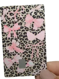Leopard & Pink Bow Credit Card Skin – Cute Girly Aesthetic Debit Card Sticker, Trendy Card Cover Wrap