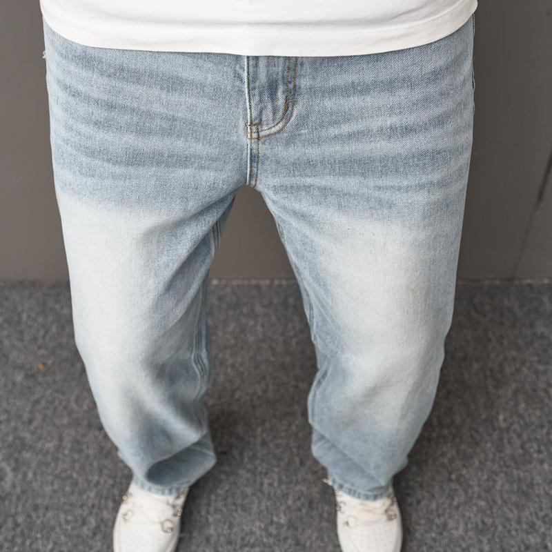 Baggy Jeans Men Multiple Pockets Distressed Straight Carpenter Stylish Comfortable Cargo Denim Pants Menswear Underwear Plain Casual Beige 113 Baggy Pants Skinny Jeans