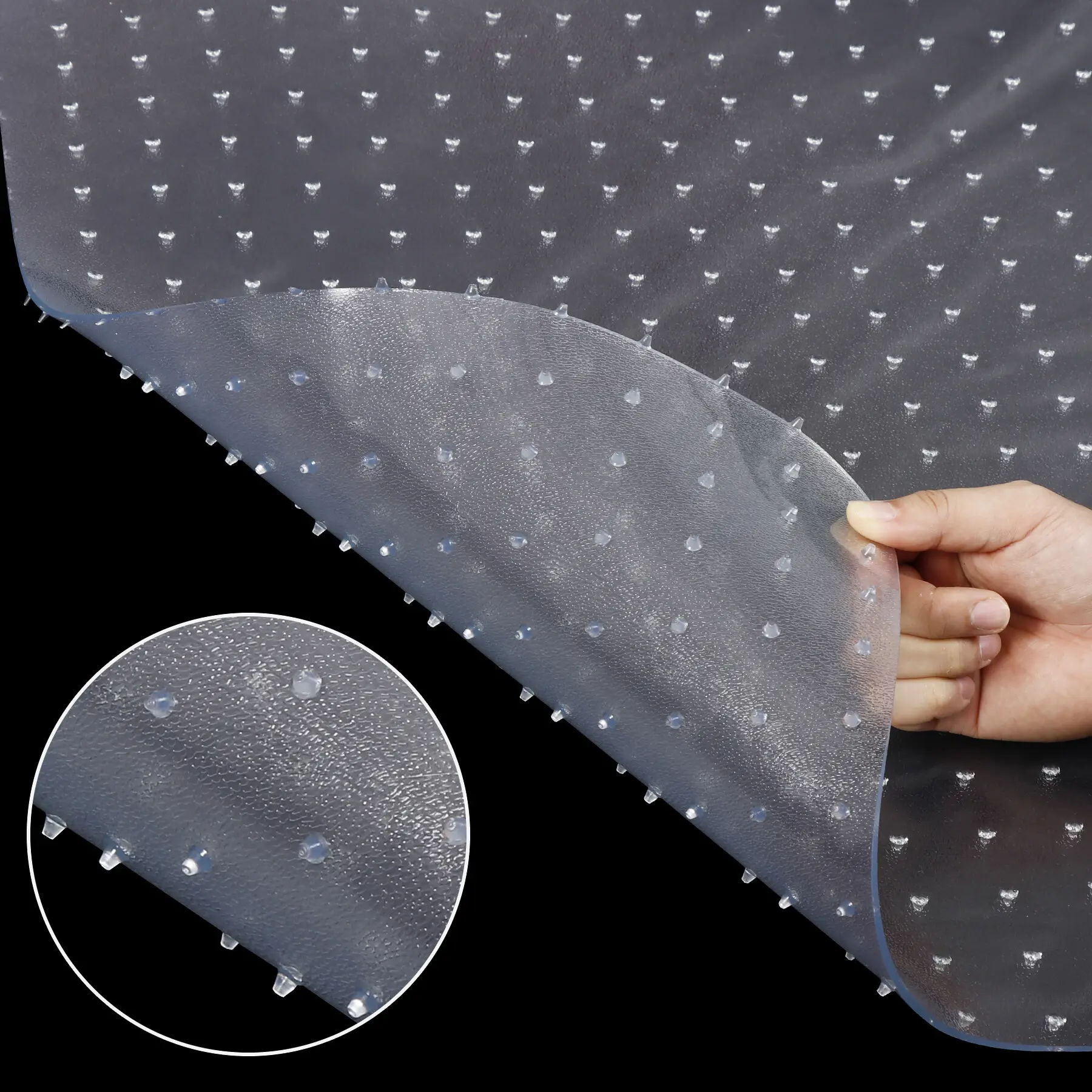 LEMY PVC Floor Mat, 48x36 Inches 1/8-In Thin Indoor Use Mat with Anti-Slip Studs, Lip, Crack & Scratch Resistance, Eco-Friendly Durable Smooth Surface Home Office Carpet Protector Easy to Clean, Pvc Plastic