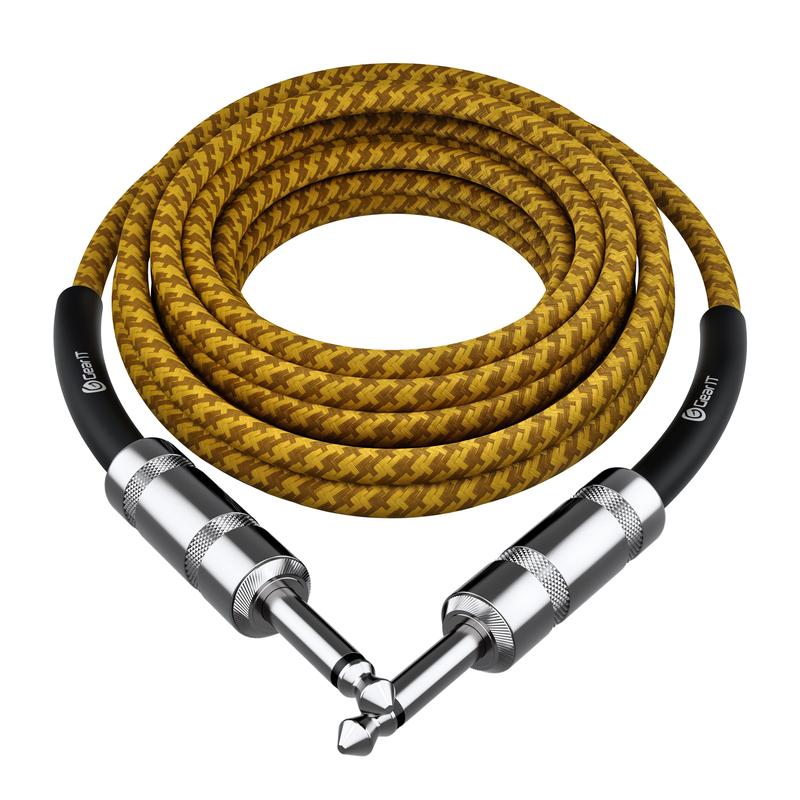 Straight 1/4 Inch Male to Male Guitar Instrument Cable, Yellow