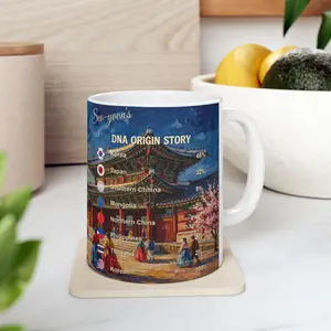 Personalized Genealogy DNA Ceramic Coffee Mug Tea Drinkware of Korean Heritage & Custom Korea Ancestry Gift Perfect Custom Meaningful Made to Order