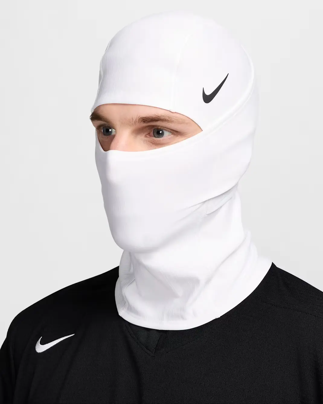 Nike Pro Hyperwarm Hood, Men's Convertible Dri-FIT Balaclava, (White Shiesty) Style Face and Neck Gaiter, Men's Accessories