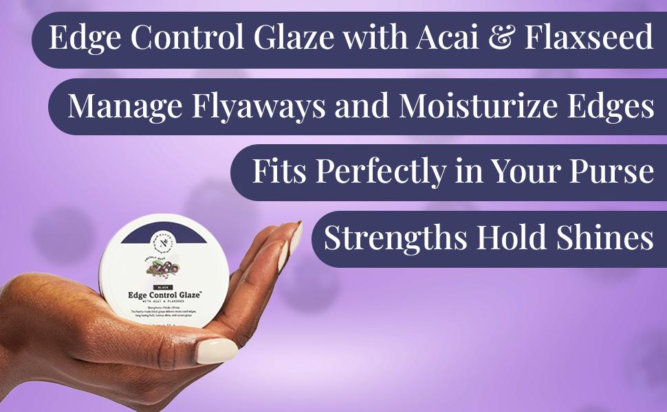 NaturAll 2 Oz Black Smoothing Edge Control Glaze - Medium Hold Moisturizing Styler Hair Curl Cream for Defined Curls - Black 2 oz styling gel