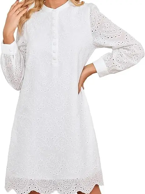 YEXPINE Women's Long Sleeve Eyelet Hollow Out Mini Dress Fall Flowy Boho Crew Neck Button Down Short Shift Dresses - TikTok Shop YEXPINE Women's Long Sleeve Eyelet Hollow Out Mini Dress Fall Flowy Boho Crew Neck Button Down Short Shift Dresses - TikTok Shop