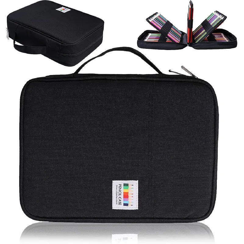 220-Slot Colored Pencil Case, Waterproof Handheld Bag & Portable Box, Artist Gift Ideas, Storage Pouch for Gel Pens, Watercolor Pens, Markers & Office Stationery Supplies (Black, Multiple Colors Available)