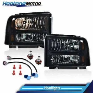 CROSSDESIGN Fit For 99-04 Ford Super Duty F250/F350 Excursion Conversion Headlights W/ Bulb