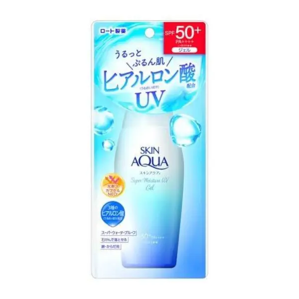 ROHTO SKIN AQUA UV Moisture Gel Sunscreen, 110g, SPF 50 PA+++, Facial Skincare for Normal Skin, Moisturize & Hydrate with Hyaluronic Acid, Anti-Aging Daily Use