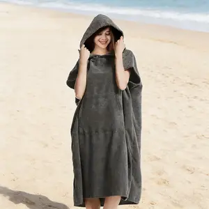 Unisex changing robe/bathrobe, microfiber hooded poncho towel, quick-drying, suitable for diving, swimming, beach, and surfing.