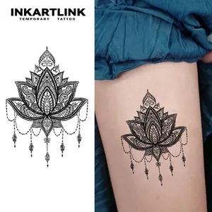 INKARTLINK Tattoo Tech, 2 Sheets Medium Semi Permanent Tattoo, Temporary Tattoos, Last 1-2 Weeks, Waterproof, Realistic Look, No Adhesive, No Reflection (Mandala)