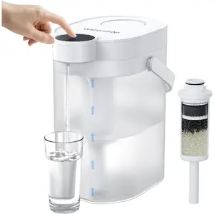 Instant Water Filter Pitcher, Rechargeable Powerful Dispenser, Reduce Chlorine, Lead, Copper, Purify, Soften Water, 17-Cup, White, Does not Lower TDS