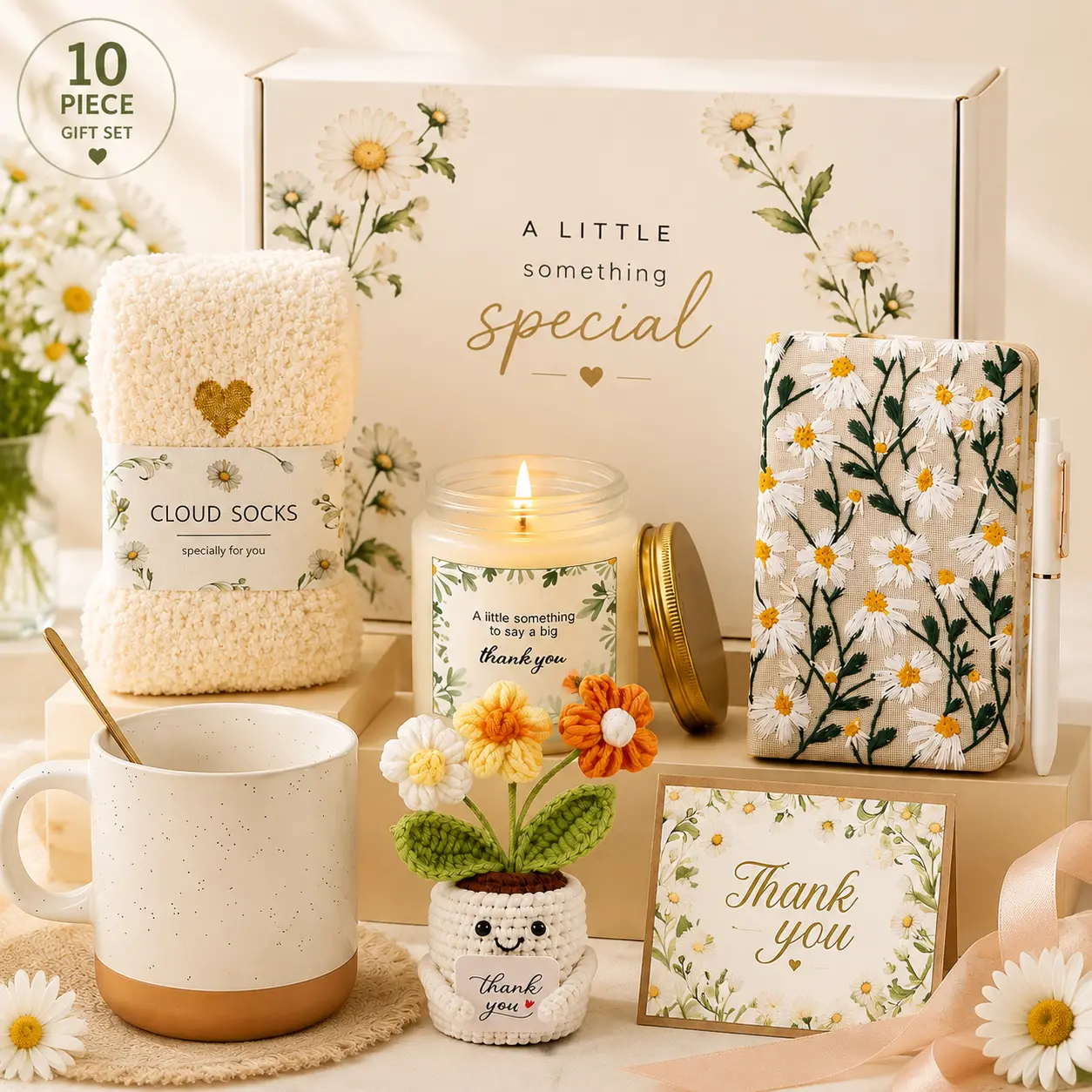 10Pcs Personalized Thank You Gift Box for Women Teacher Appreciation Gifts Employee Coworker Appreciation Gift for Women Nurses Mentor Friends Thanksgiving Unique Gratitude Gift Basket Set