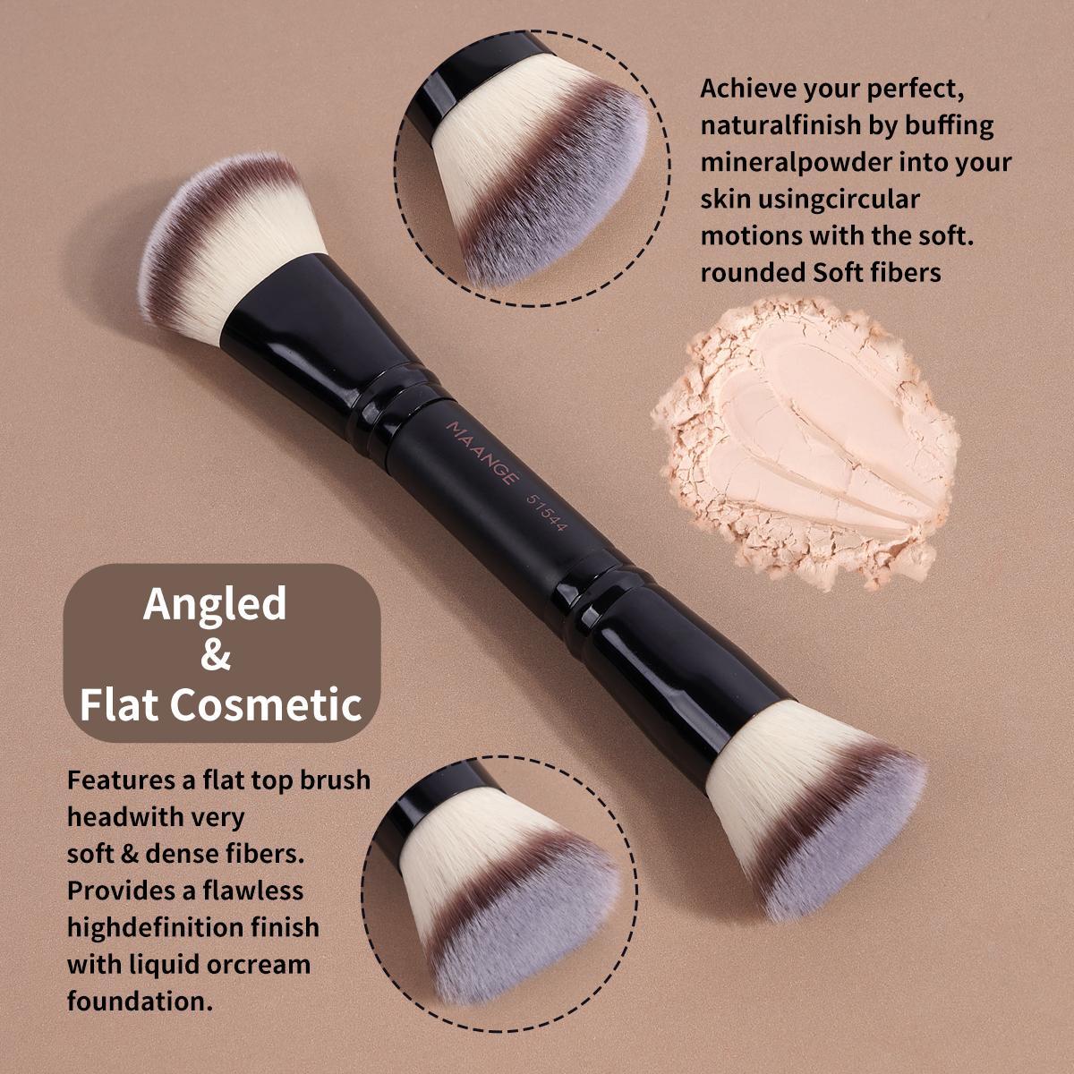 Professional Facial Double-ended Makeup Brushes Set 4 Counts/set Bevel & Taper Foundation Brush &Contour Brush & Blush Brush & Powder Brush, Makeup Tools for Travel, Makeup Brushes, Makeup Brushes Kits