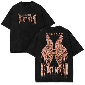 Be Not Afraid Washed Tee – Luke 8:50 Angel Eye Christian Faithcore Gothic Shirt fathersdaygift