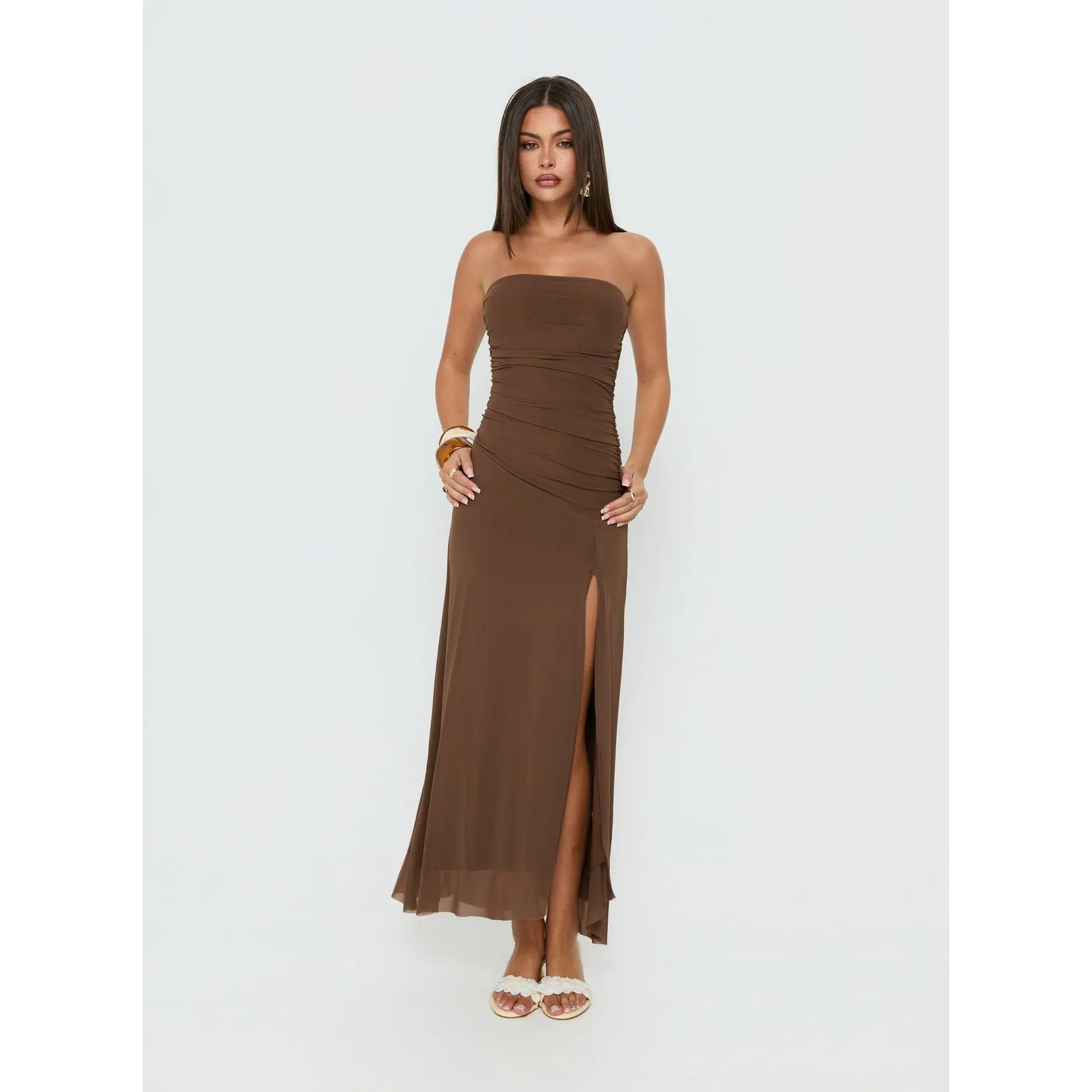 Brigida Strapless Maxi Dress Mocha