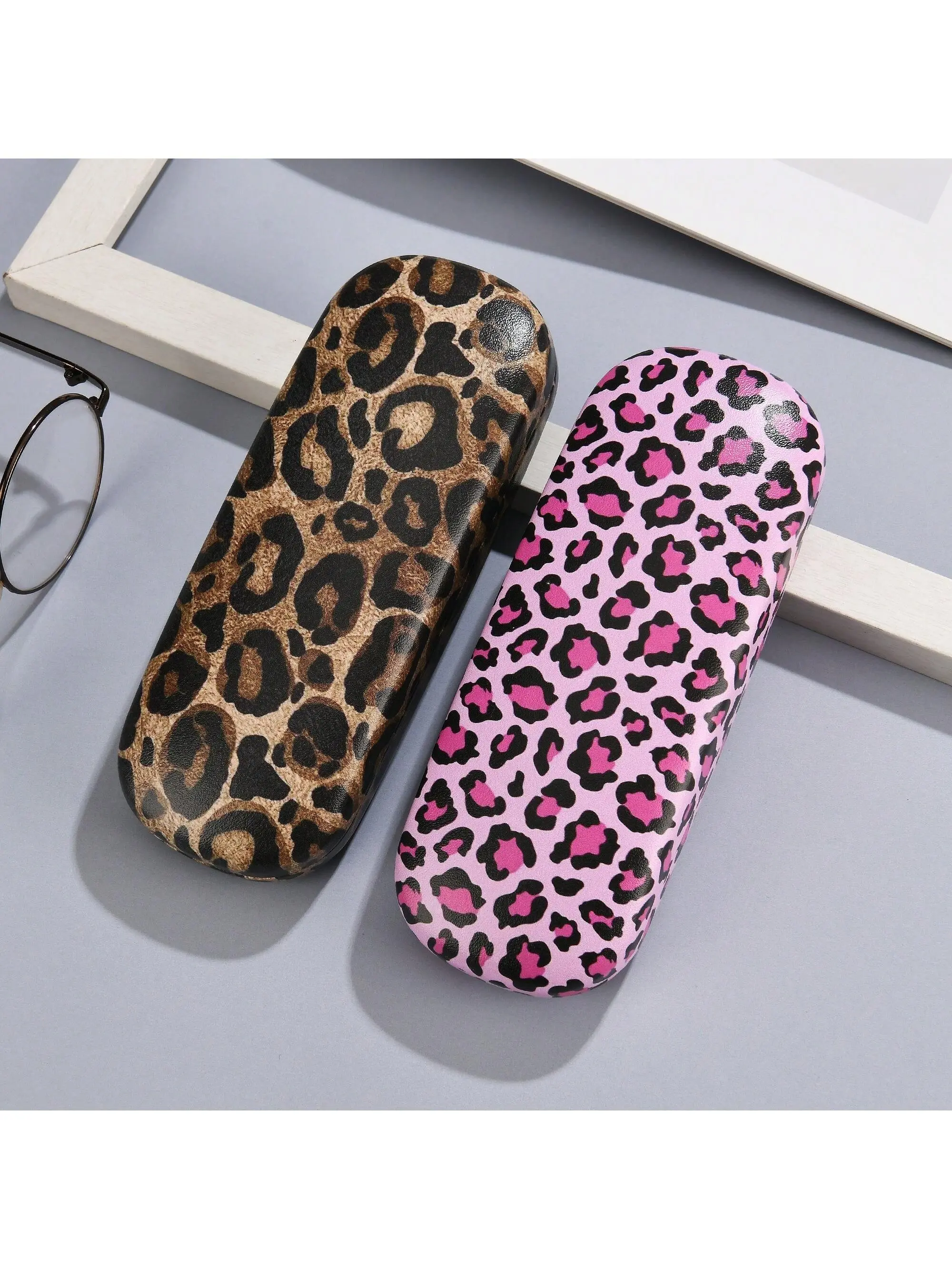 Leopard Print Eyeglasses Case, Women's Sunglasses Case, Fashion Versatile, Shockproof Eyewear Storage Box