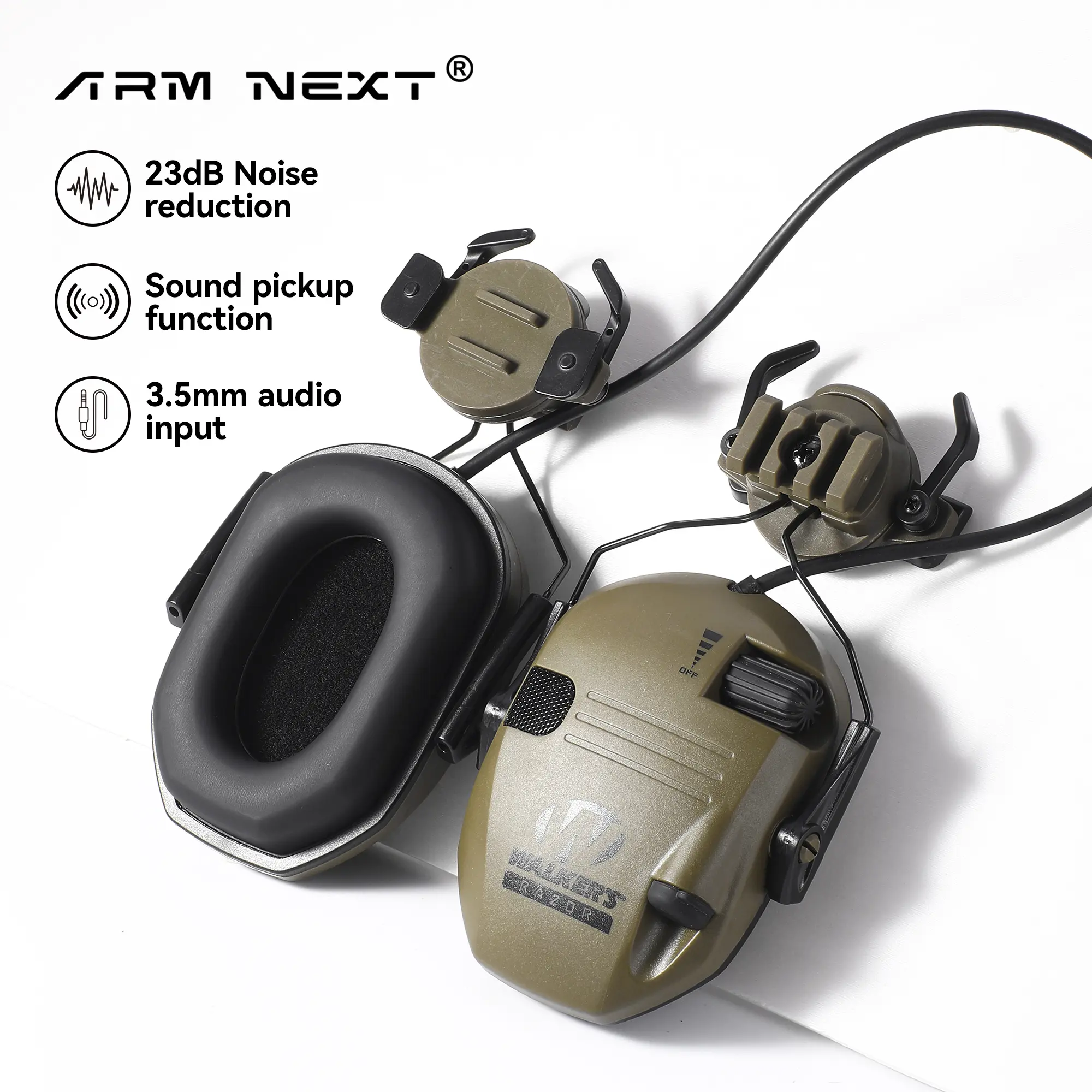 summervibes Tactical Headset 23dB Noise Reduction 3.5mm AUX Port for Comms Music Helmet Compatible AAA Battery Powered TacticalGear HearingProtection Sports summerwins,summerwins