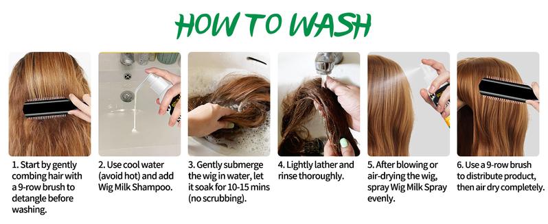 【Valentinesdaygift】Wig Shampoo for Synthetic Wigs & Wig Milk Spray for Synthetic Hair, Detangle and Anti-Frizz Conditioner Haircare Cleansing Cleanser