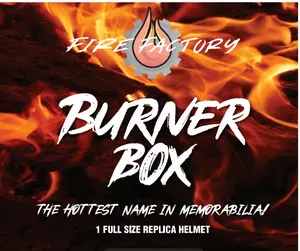 Fire Factory Burner Box! Autographed Full Size Replica Helmet! Case of 4 Mystery Boxes