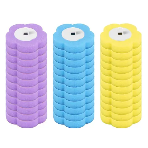 Disposable Scented 3-Layer Sponge Toilet Brush Replacement Heads, 36pcs/Set, 3layer Deep Clean, Scent Perception May Vary, Household Bathroom Cleaning Tool, Sponge-On-A-Stick Cleaner