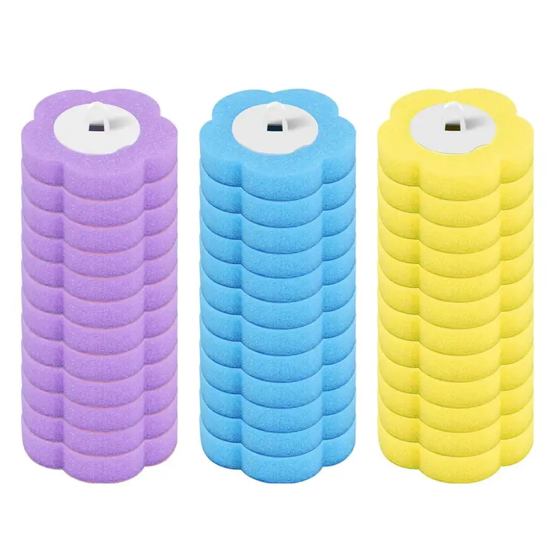 Disposable Scented 3-Layer Sponge Toilet Brush Replacement Heads, 36pcs/Set, 3layer Deep Clean, Scent Perception May Vary, Household Bathroom Cleaning Tool, Sponge-On-A-Stick Cleaner