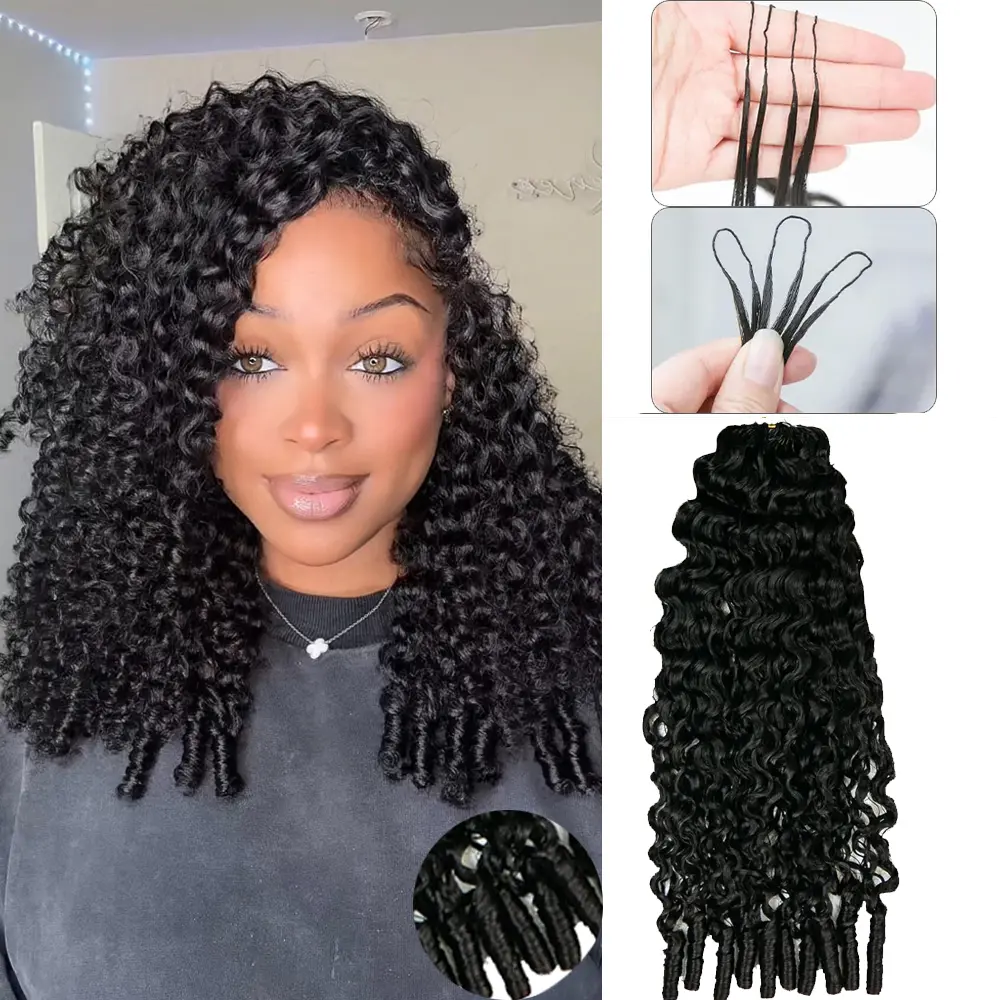 YWIGS Crochet Human Hair for Miracle Knots Human Hair Feather Crocher Human Hair for Miracle Knots Boho Braids Burmese Curly Pre-Separated 60g / Bundle, 4 to 5 Bundles Recommended #backtoschool #backtoschoolshopping