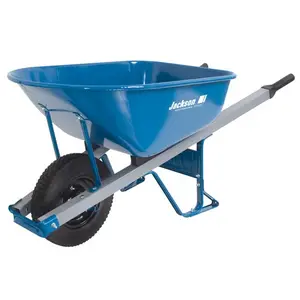 Union M6SFFKB 6 Cu-Ft Steel Wheelbarrow with Steel Handles and Knobby Flat Free Tires