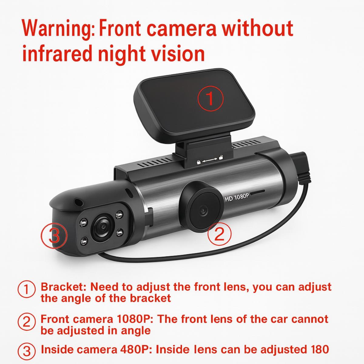 128GB Dash Cam for Cars with Night Vision 1080P Dual Lens Inside & Outside 24H Parking Monitor Motion Detection Loop Recording Car Camera with Audio HD Driving Recorder Starlight Night Vision Dual Recording Full HD Video