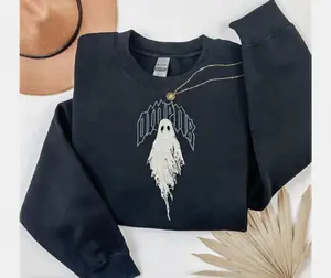 Bad Omens Ghost Embroidered Sweatshirt -St Patricks Day Embroidered Crewneck Sweatshirt - Genius Hoodie Casual Wear Womenswear