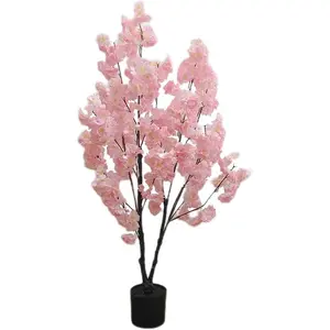 120cm Artificial Cherry Blossom Tree, Large Artificial Potted Tree Plant, Decorative Cherry Blossom Tree in a Pot Realistic Cherry Blossom Tree Houseplant for Living Room Bedroom Office Deco