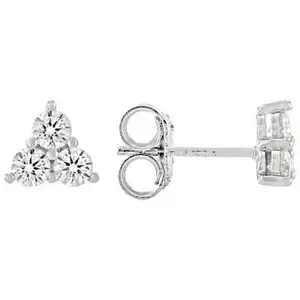 JTV Moissanite Platineve Three Stone Earrings 0.60ctw DEW