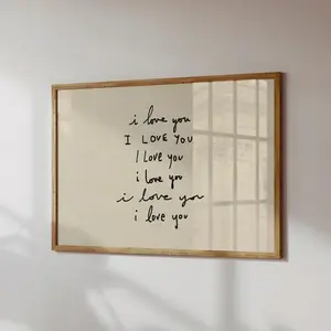 [Sale off up to 65%][Free Ship][No Frame] I Love You Art Print, Minimalist Bedroom Decor, Neutral Love Quote Poster, Horizontal)