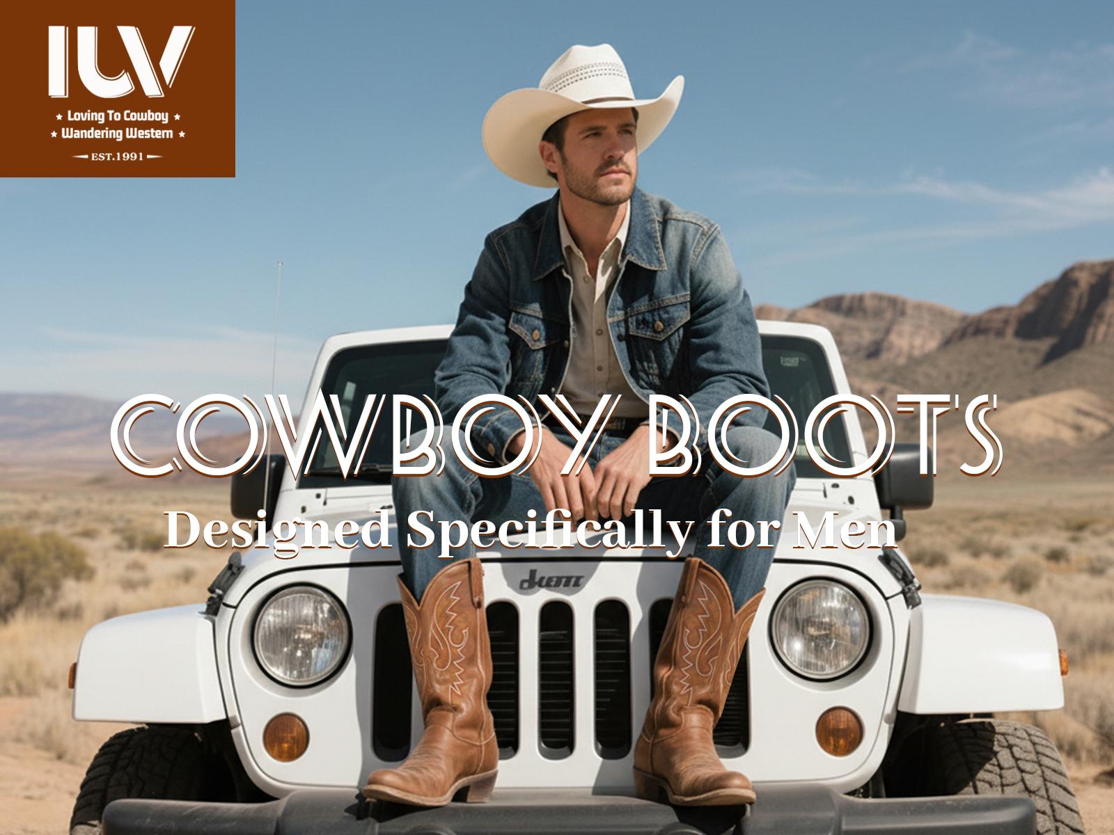 Cowboy Boots For Men with Wide Square Toe Western Retro Boot Durable Classic Fashionable Embroidered Pull On Slip Resistant Boots