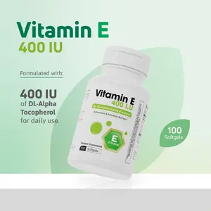 Vitamin E 400 IU Unflavored Softgels - Antioxidant Support Nutritional Supplement (100 Servings) Daily Wellness Tablets Fitness