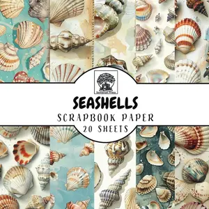 Seashells Scrapbook Paper: 20 Double-Sided Seashell Sheets for Scrapbooking, Junk Journals, Card Making, Decoupage, Origami, Paper Crafts, DIY Projects and Mixed Media Paperback – April 14, 2024