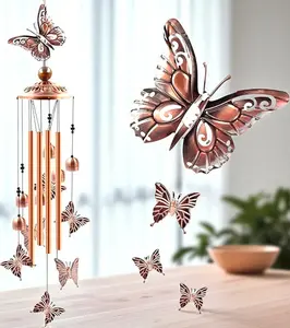 Aluminum Butterflies Wind Chimes - Retro Butterfly Wind chime with S Hook,Memorial Gift for Patio Garden Outdoor Decoration,Hanging ornaments Decor