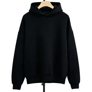 Fleece Hoodie Black Unisex Oversized Pullover Sweatshirt for Men & Women, Casual Daily Wear, Gym Workout, Street Style, Relaxed Fit Hooded Top with Pockets