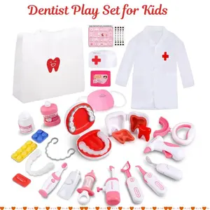 26PCS Kids Dentist Play Set, Pretend Doctor Dental Toy Kit with Teeth Cleaning Tools, STEM Educational Toddler Medical Kit, Gifts for Boys & Girls
