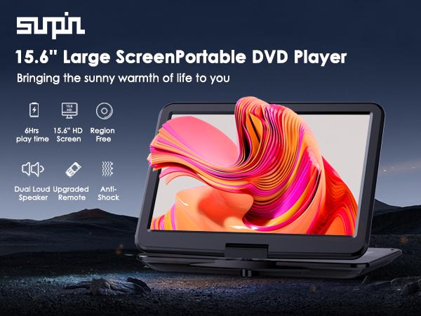 [2026 Updated] 17.9" Portable DVD Player w/ 15.6" Large HD Screen, Dual High Volume Speaker, Lossless Audio, 6-Hour Big Capacity Battery, Remote Control, Support CD/USB/SD Card/Sync TV & Multiple Disc Formats