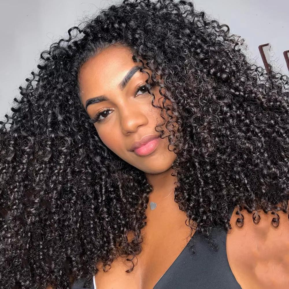 Lemoda Deep Afro Pixie Burmese Curly 100% Unprocessed Raw Human Hair Extensions Top Qanlity Hair Weave Bundles Full and Thick