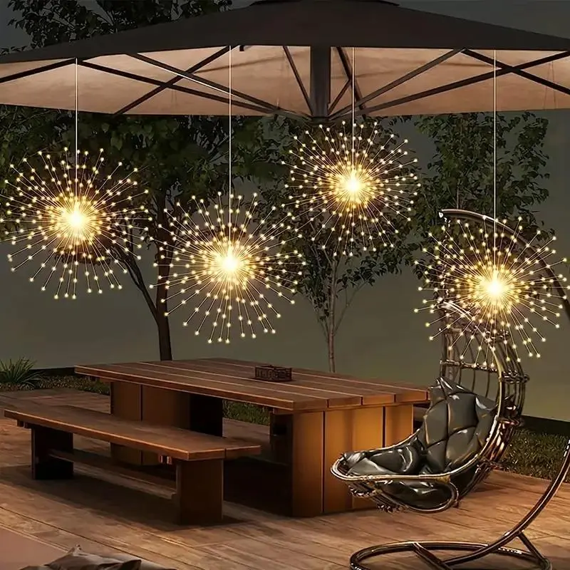 LED String Light, 1 Set USB Powered Firework Shaped LED String Lamp, Decorative Light for Home Garden Party Wedding, Atmosphere Light, Decoration, Garden Decorations, Outdoor Garden Lighting, Outdoor Firework Lights