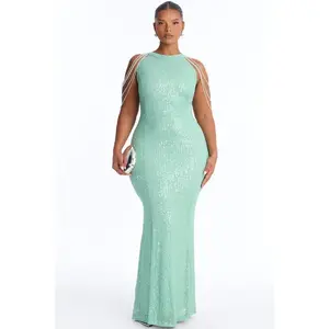 Diana Embellished Sequin Gown - Sage