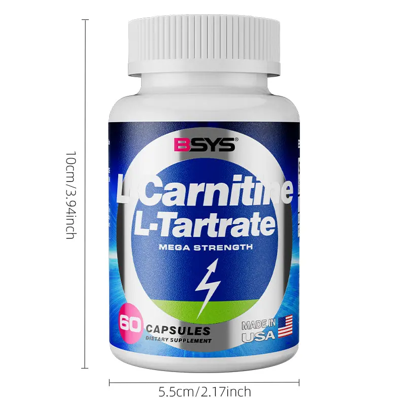 L-Carnitine L-Tartrate Capsules - 60 Count, Highly Bioavailable Sports Supplement for Fat Metabolism, Boosts Exercise Performance Before Workouts, Speeds Up Recovery, Easy Swallow, No Mixing Required