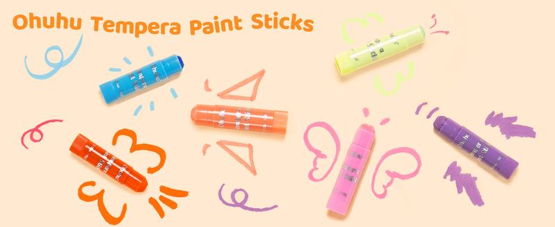 Ohuhu Washable Tempera Paint Sticks: 36-Color - Non-Toxic Quick-Drying Paint Set for Drawing, Graffiti & Crafting - Works on Paper, Glass, Wood, Ceramic, Canvas & Rock - Washable - Tempera Paint Sticks for Kids